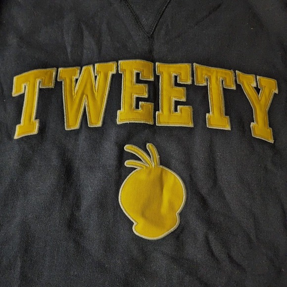 Vintage 90s Looney Tunes Tweety Bird Blue Six Flags Sweatshirt 2XL - Picture 2 of 8